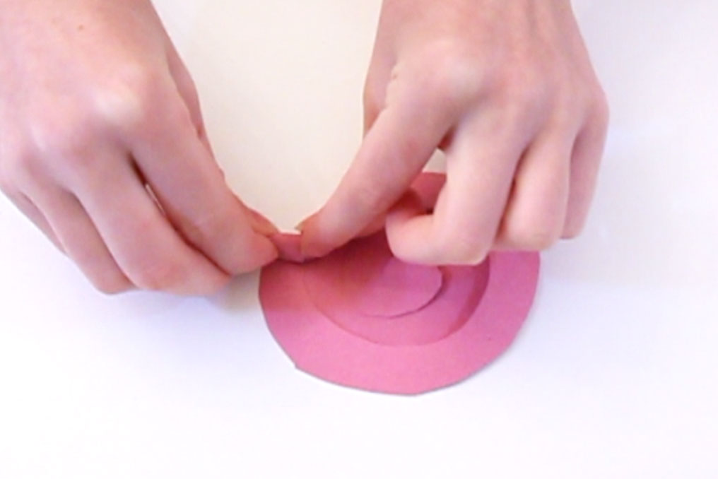 Step 3 Roll the paper up starting from the outside working in. This will form the shape of the rose.