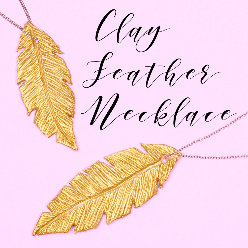 Air Dry Clay Gold Feather Necklace Doodle And Stitch