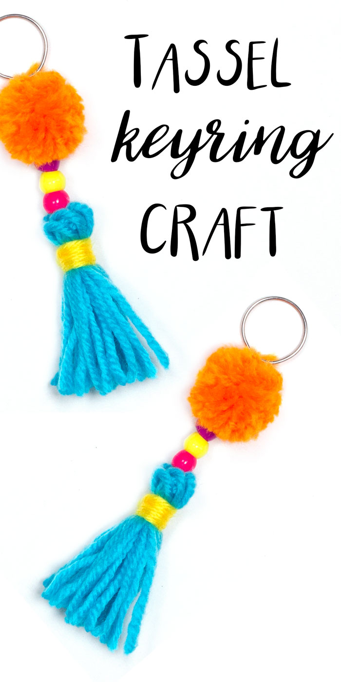 Make these funky colourful tassel keyrings with only a few materials. Kids will love making these, they could attach them to their school bags for decoration. Or you could make one for yourself!