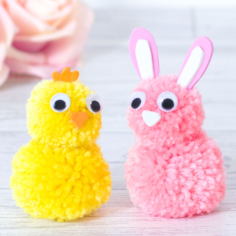 Bunny and Chick Easter Pom Craft — Doodle and Stitch