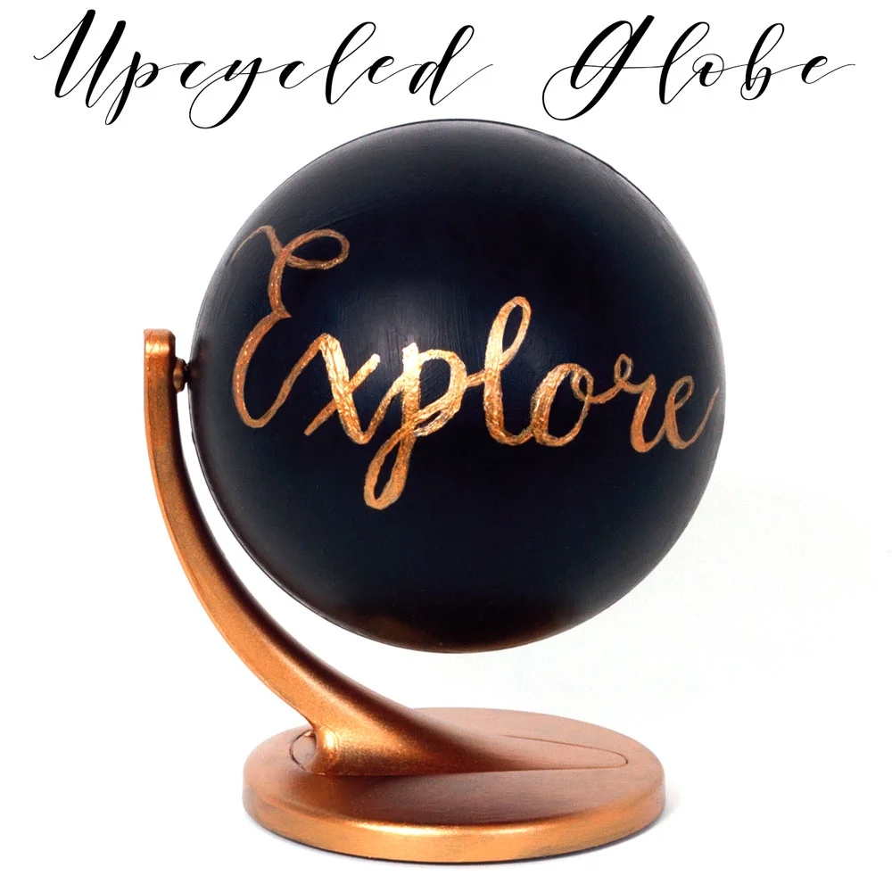 Upcycled Black Typography Globe