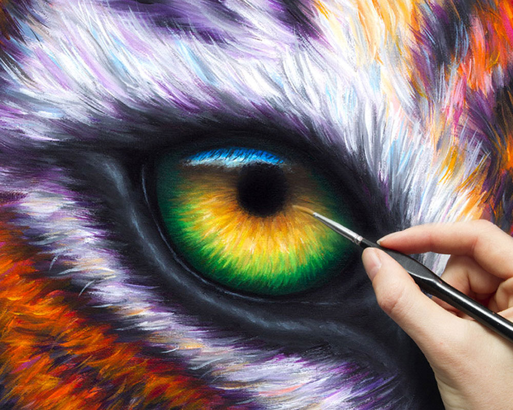 How To Paint A Tiger Eye Doodle And Stitch - Colorful Tiger Eye Painting