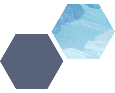 Two hexagons, one with a solid navy and one with a blue painted texture.