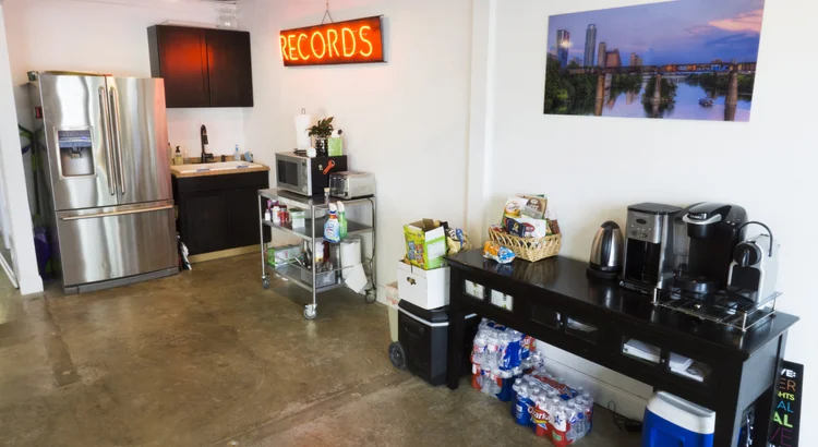 Kitchen and craft service area at Vivian