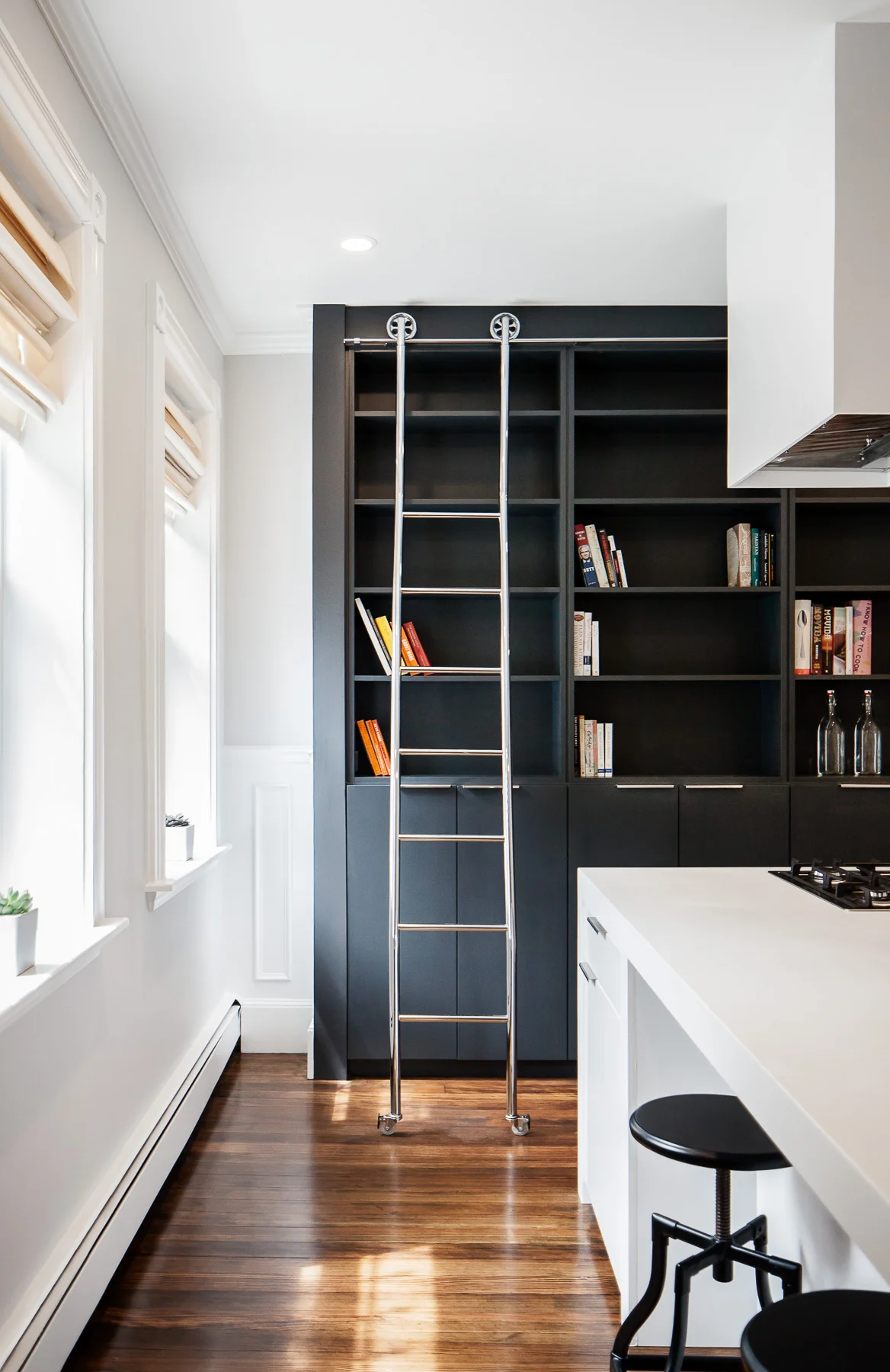 Matthew Delphenich Boston Architectural Photography - Residential Kitchen Bookshelf Ladder
