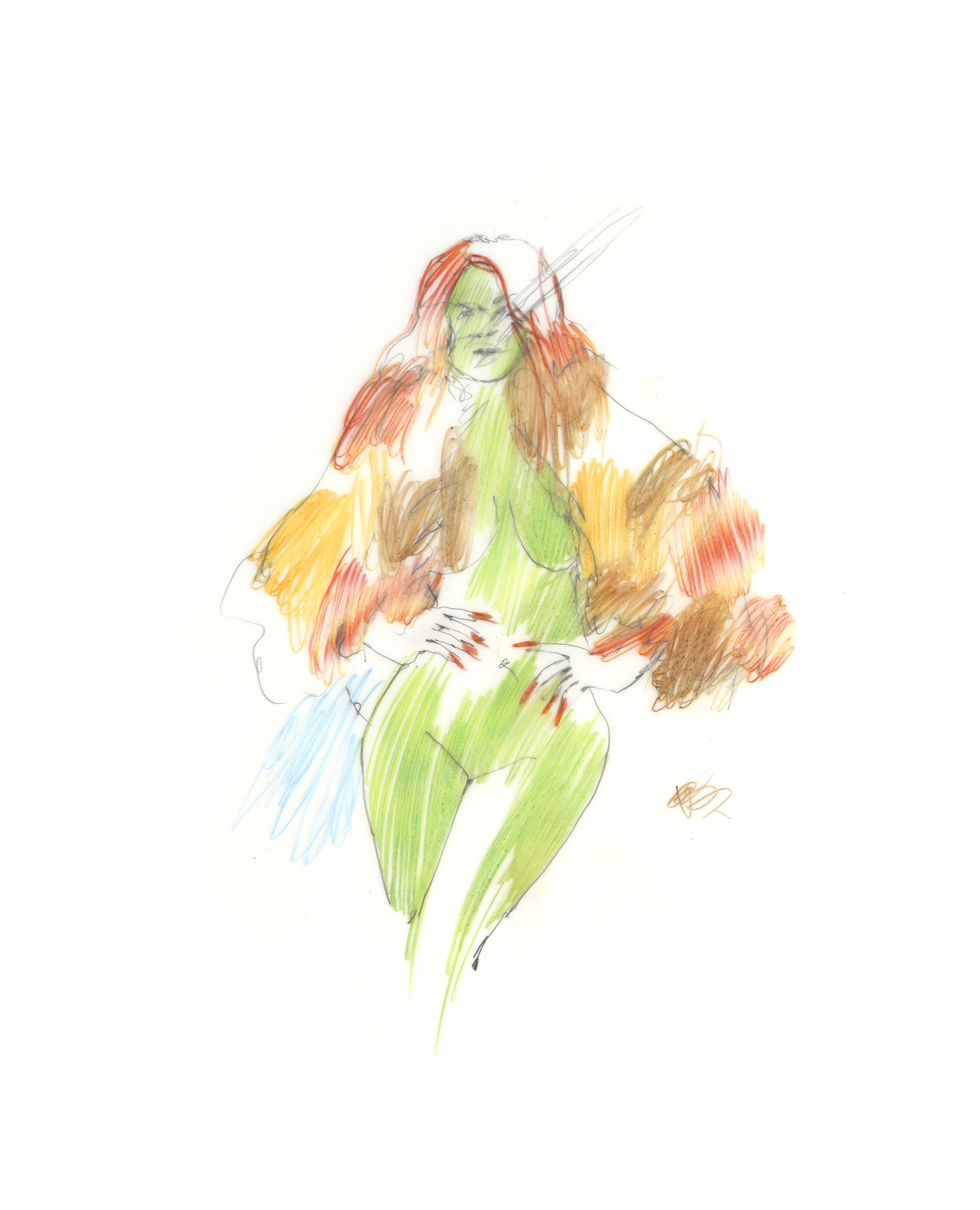 "I'm Arriving Back in NYC Without a Proper Coat" | 11"x14" graphite and colored pencil on vellum