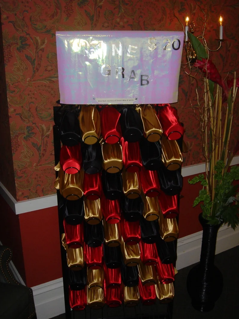 Wine Wall Wrapped in Cloth Bags
