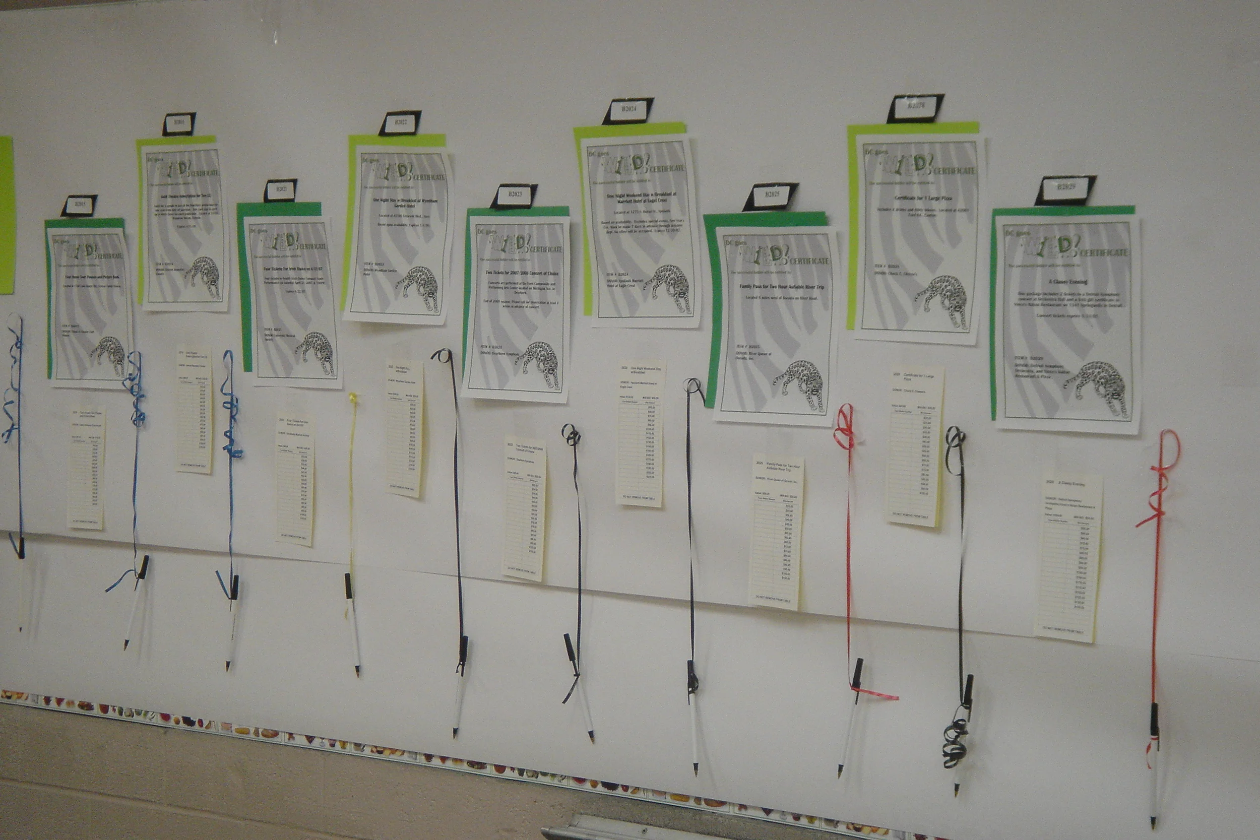 Bid Sheets hanging on a Wall?