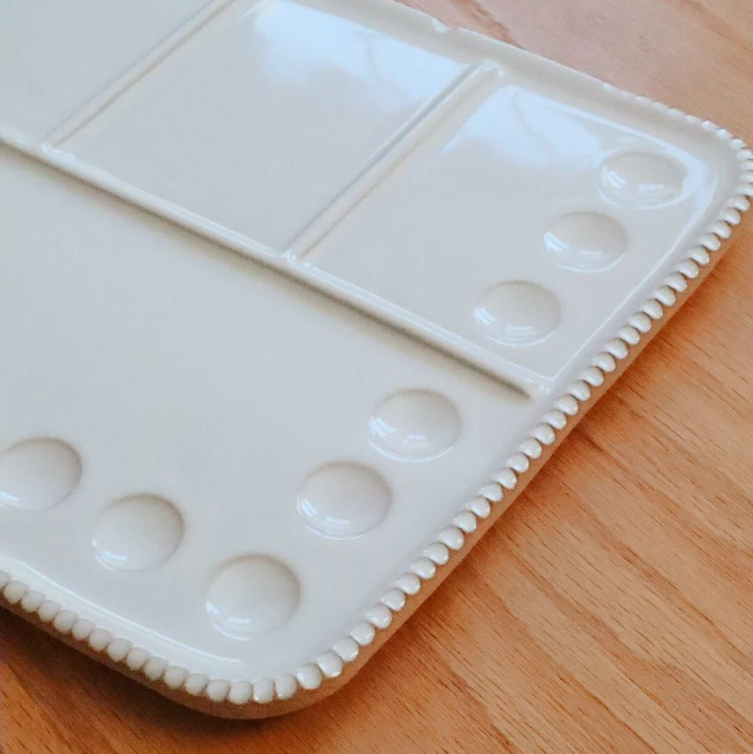 Unique handmade ceramic paint palette for watercolor artists
