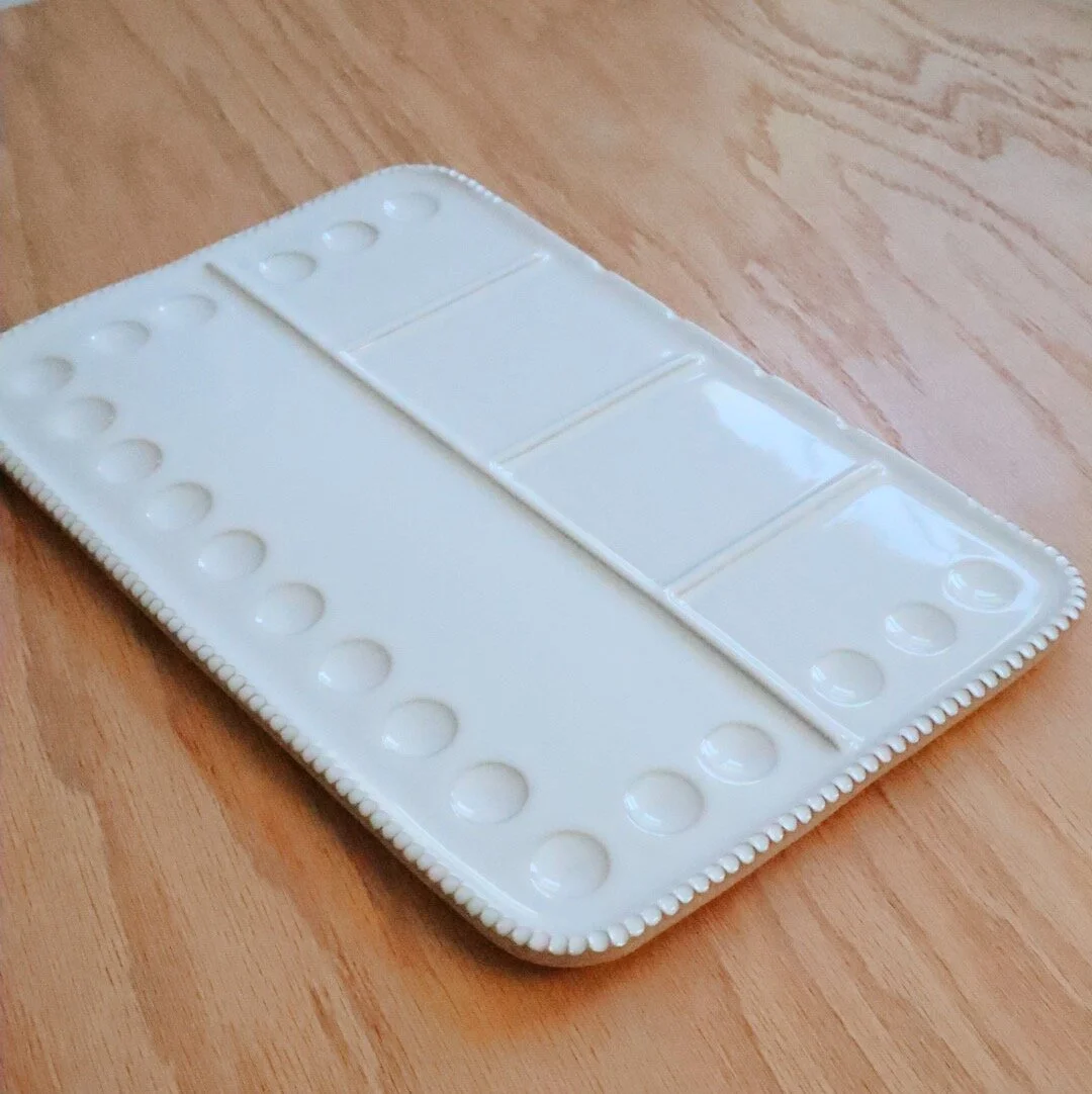 Unique handmade ceramic paint palette for watercolor artists