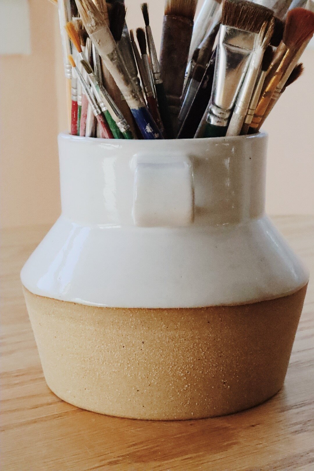 Unique handmade ceramic vase for watercolor artists