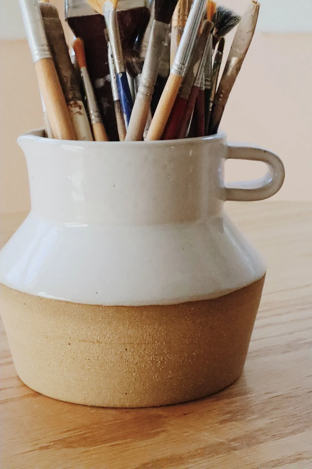 Unique handmade ceramic vase for watercolor artists