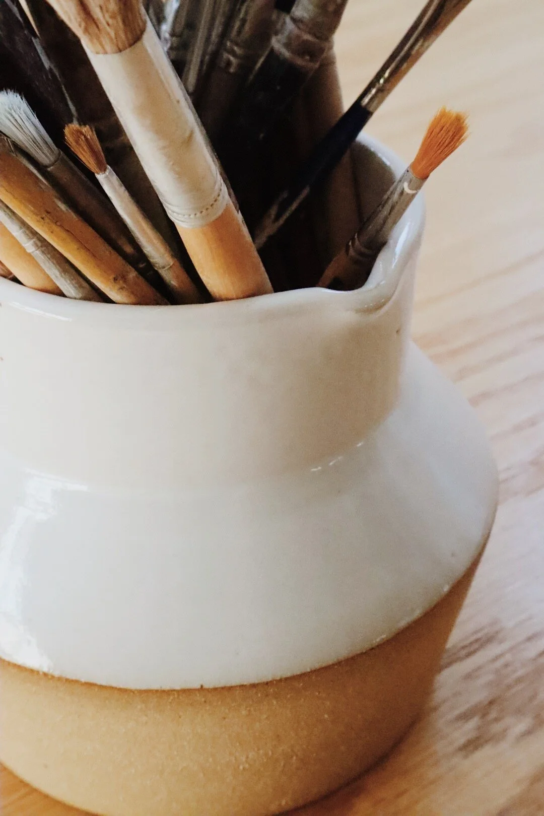 Unique handmade ceramic vase for watercolor artists