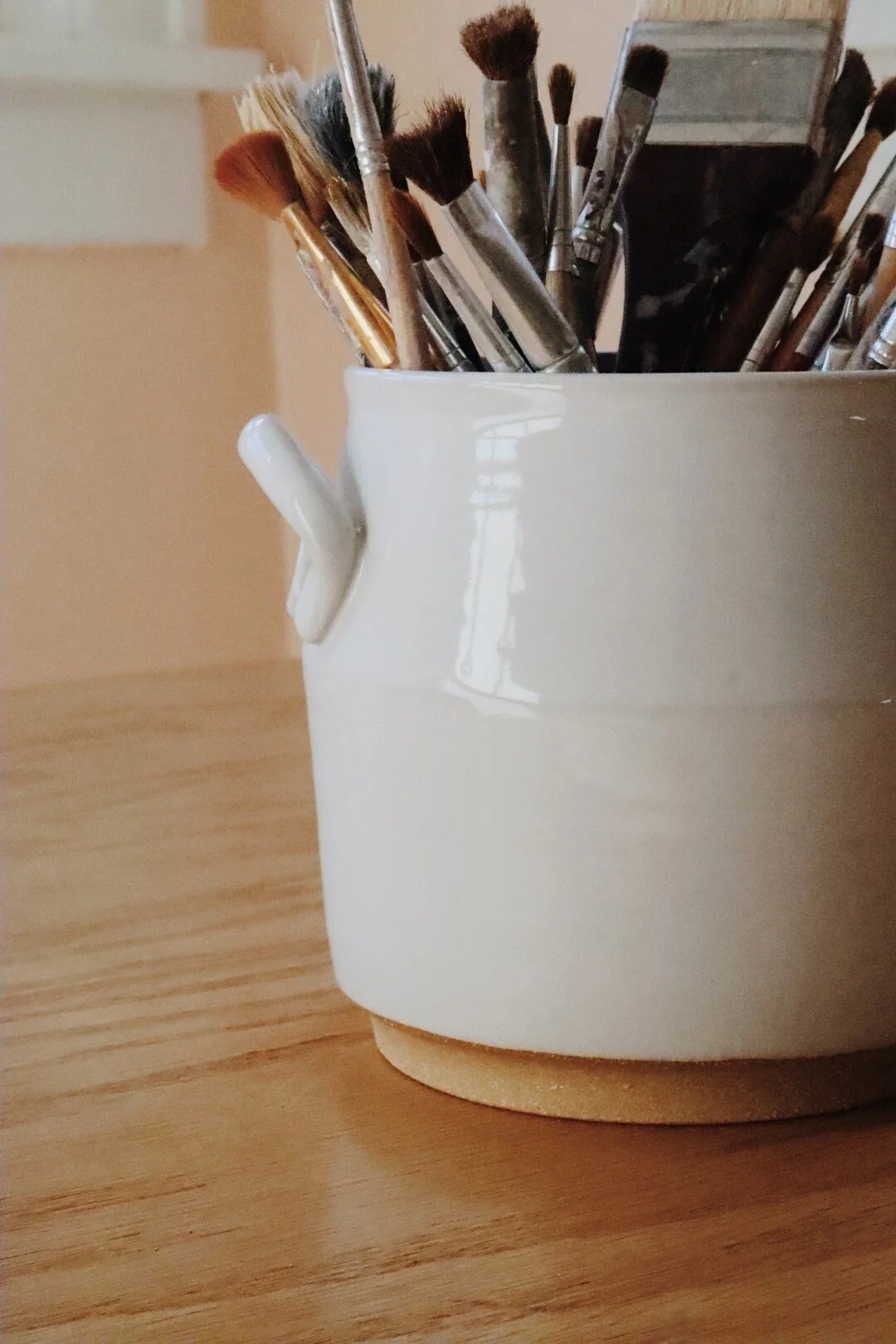 Unique handmade ceramic vase for watercolor artists