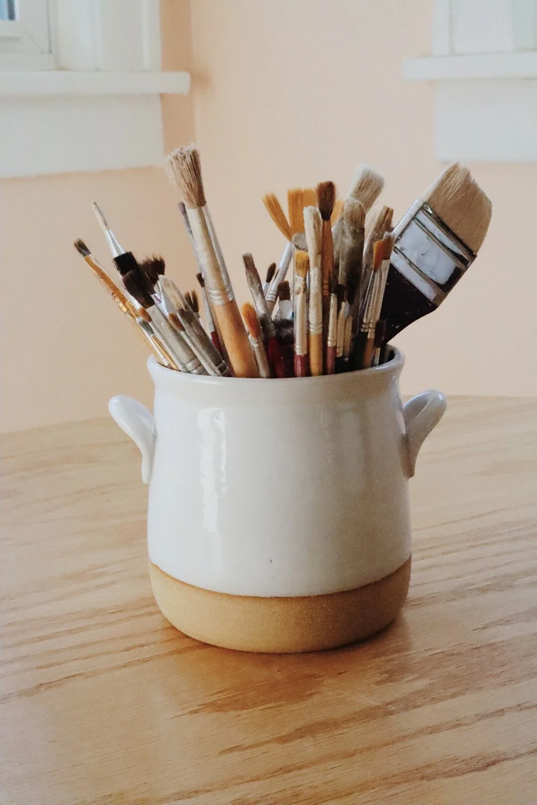 Unique handmade ceramic vase for watercolor artists