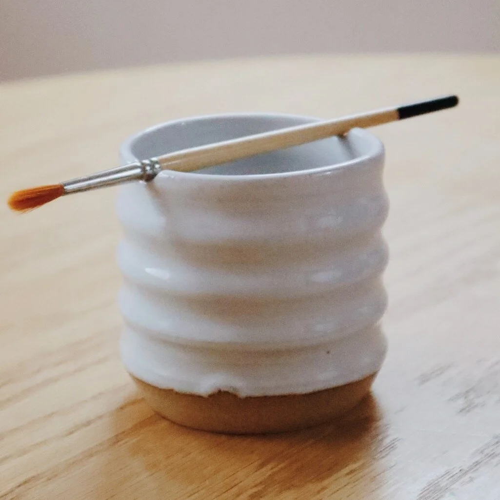 Unique handmade ceramic cup for watercolor artists