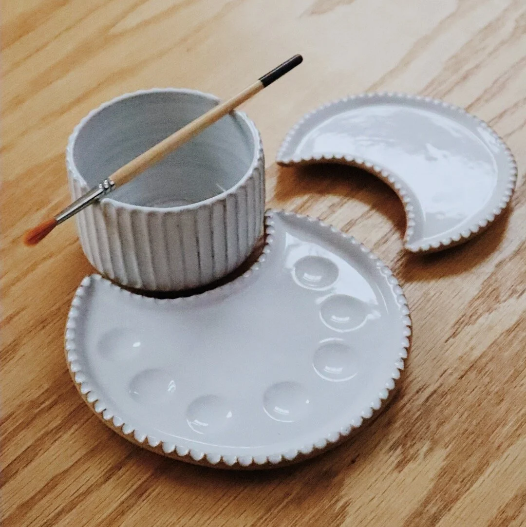 Unique handmade ceramic paint palette for watercolor artists