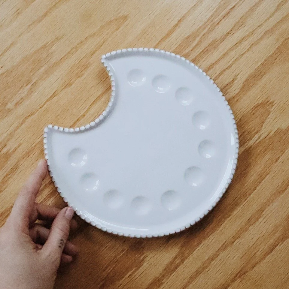 Unique handmade ceramic paint palette for watercolor artists