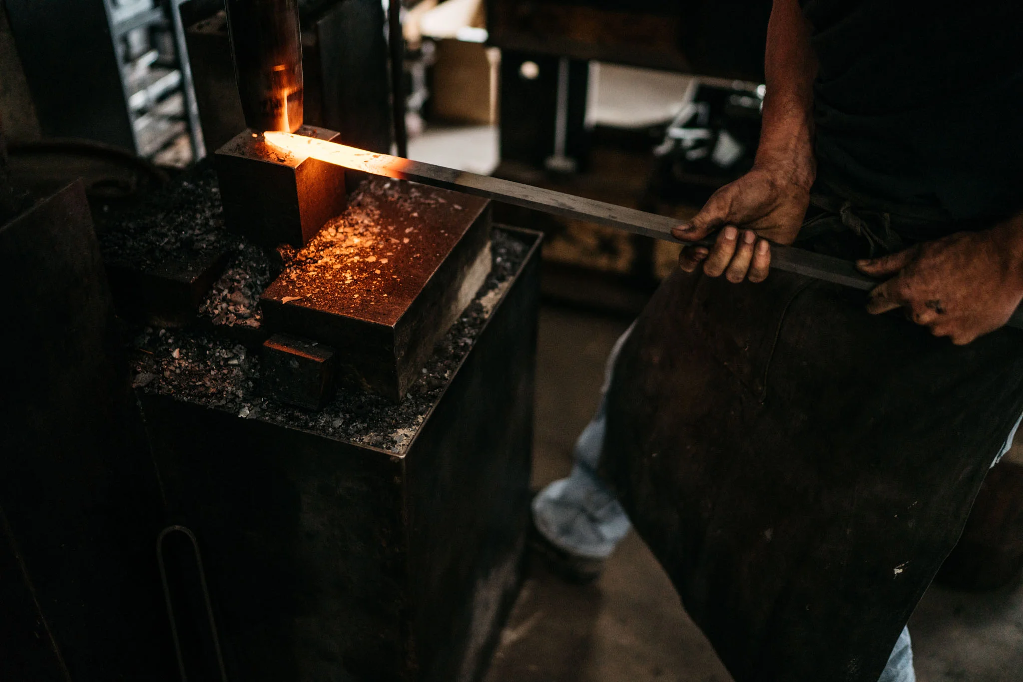 The blade is forged out under the Japanese belt hammer