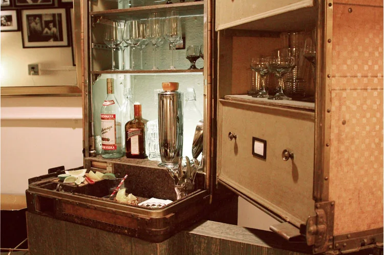 kate dougherty 's suitcase turned mini bar