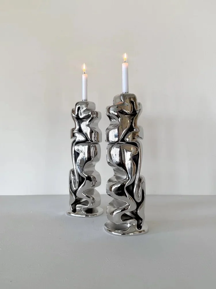 Candleholder Pair - Chrome