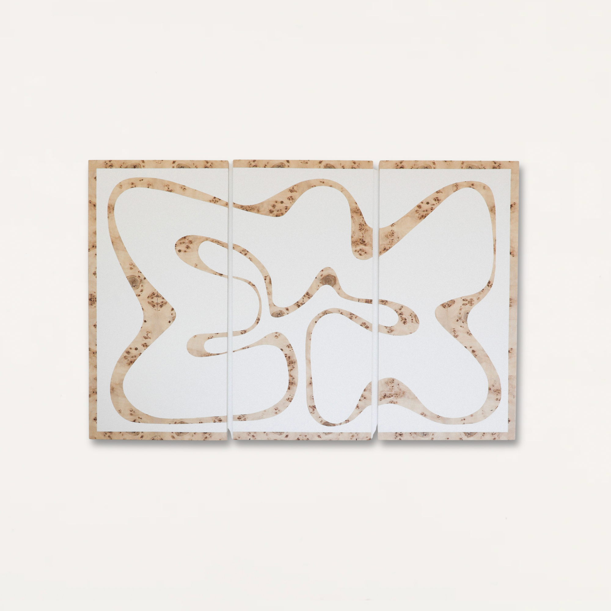 Triptych 2 on Mappa Burl - Original Fine Art Triptych Painting on Burl Wood by Hannah Polskin