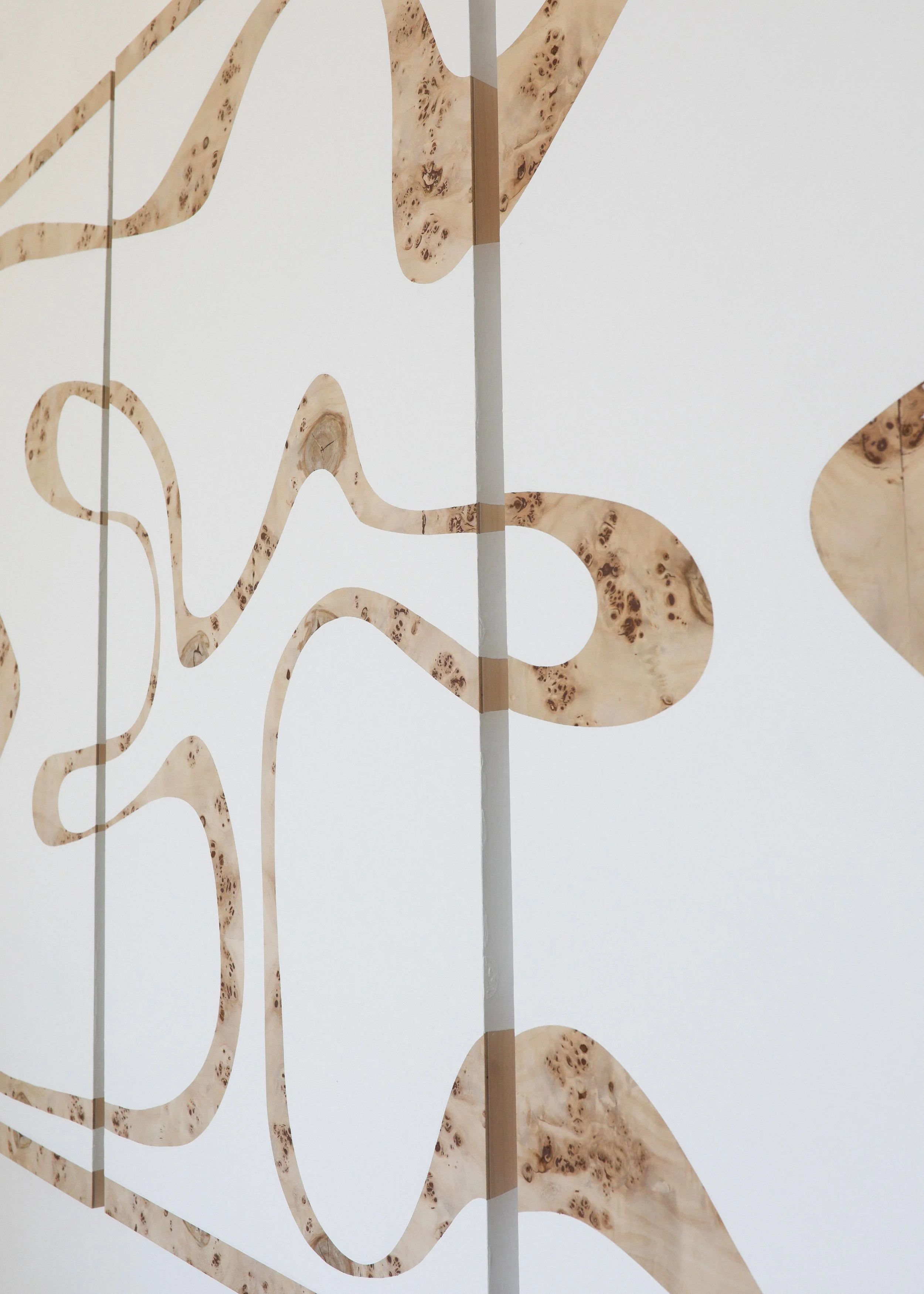 Triptych 2 on Mappa Burl - Original Fine Art Triptych Painting on Burl Wood by Hannah Polskin - DETAIL.jpg