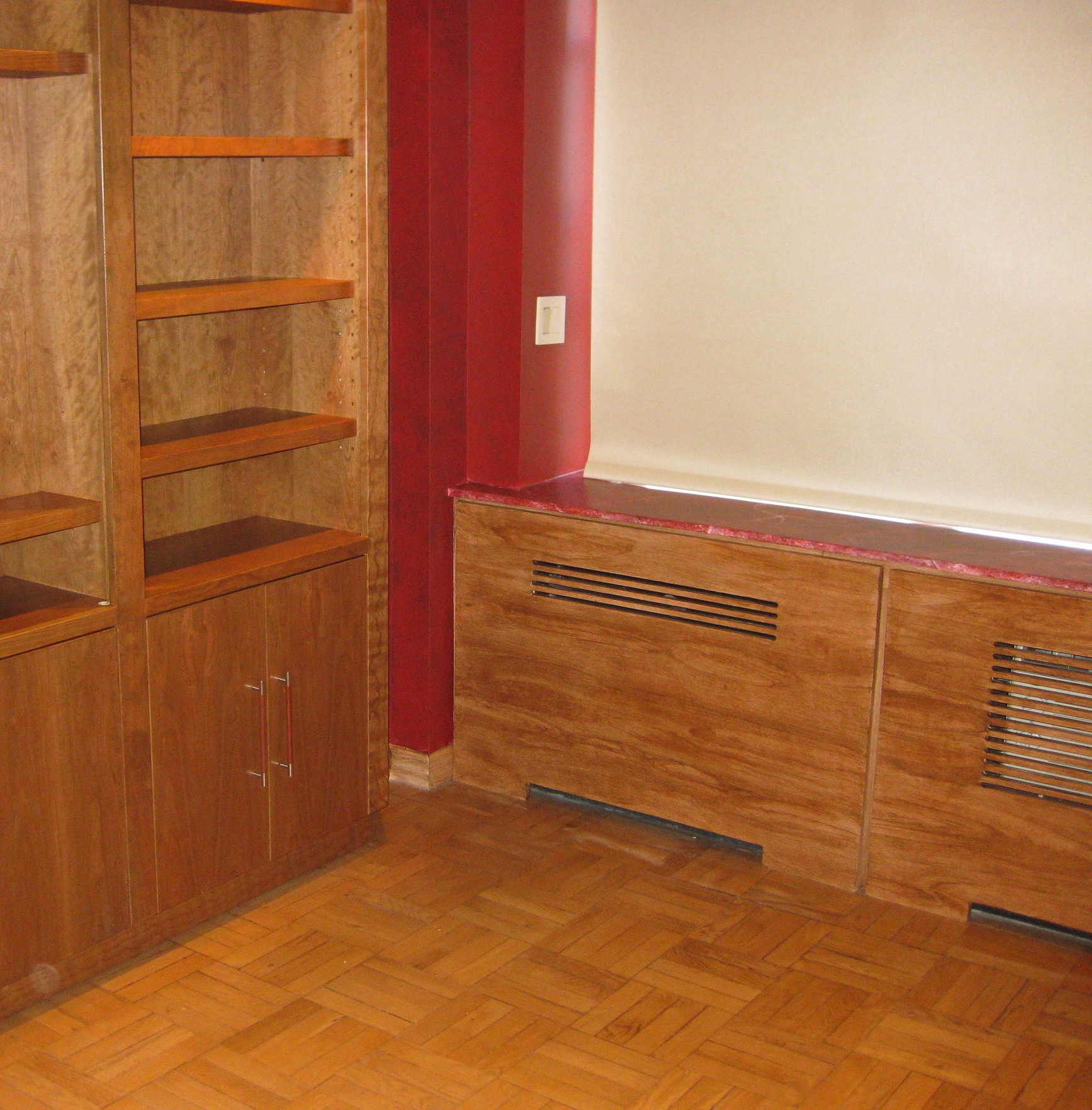 Woodgrained NYC Radiator Covers to Match Shelves