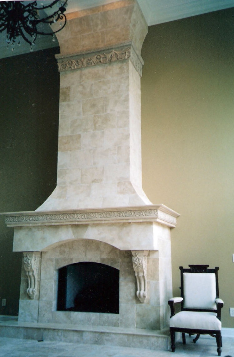Faux Stone Chimney to Match Fireplace Marble