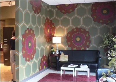 Wallpaper pattern size too large for a small space. Nice pattern though. Is it the end of the world? No, not really. Image Source: http://essenziale-hd.com/