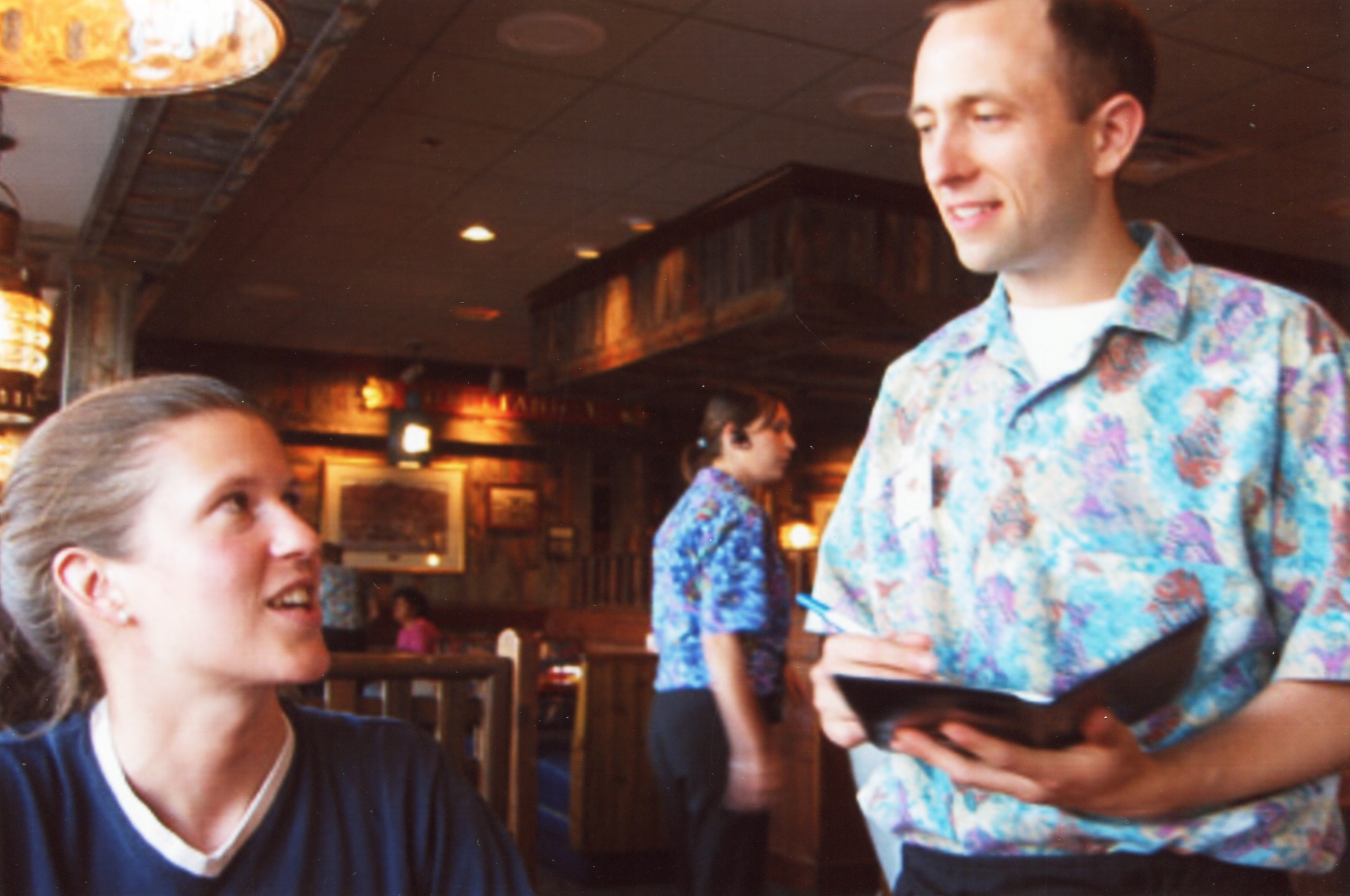 Joel Engardio working as a server at Red Lobster in San Bruno in 2003.