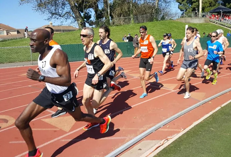 Markelle Taylor (front) runs at Chabot College in Hayward, California (photo courtesy Frank Ruona).