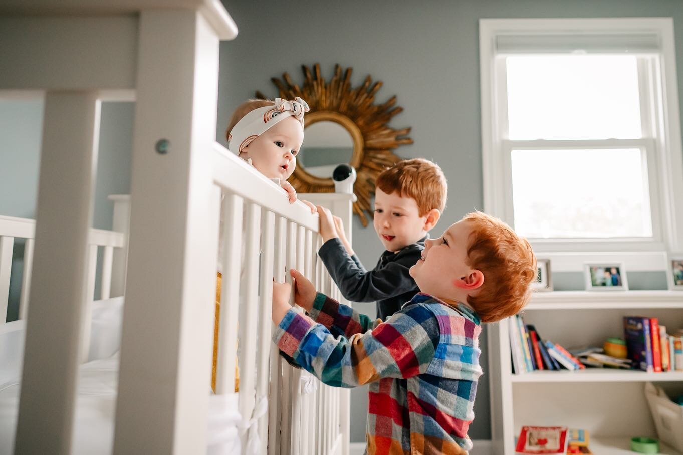 One of my favorite memories will always be my older daughter running into my little one&rsquo;s room to peek in the crib. And nothing made me smile more than those big post nap smiles 💗