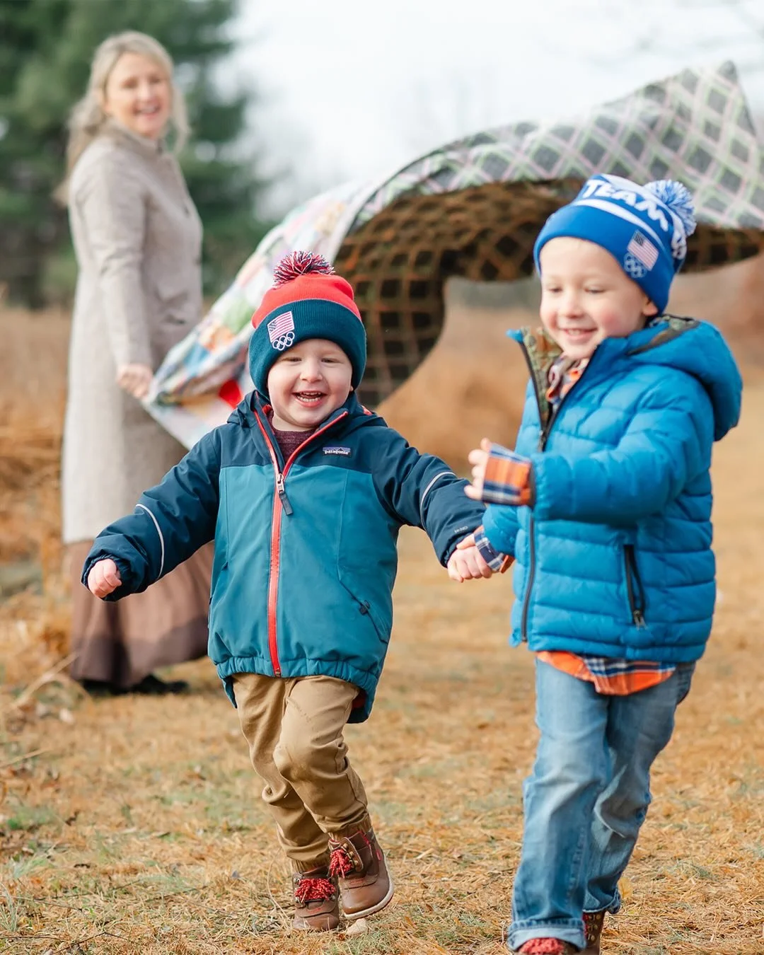 This may have been the coldest morning session I&rsquo;ve ever done, but we squeezed out a lot of fun&hellip; and the boys had some pretty cool Team USA gear to keep warm ❤️ we have loved watching the Olympics and my kids love learning about all the 