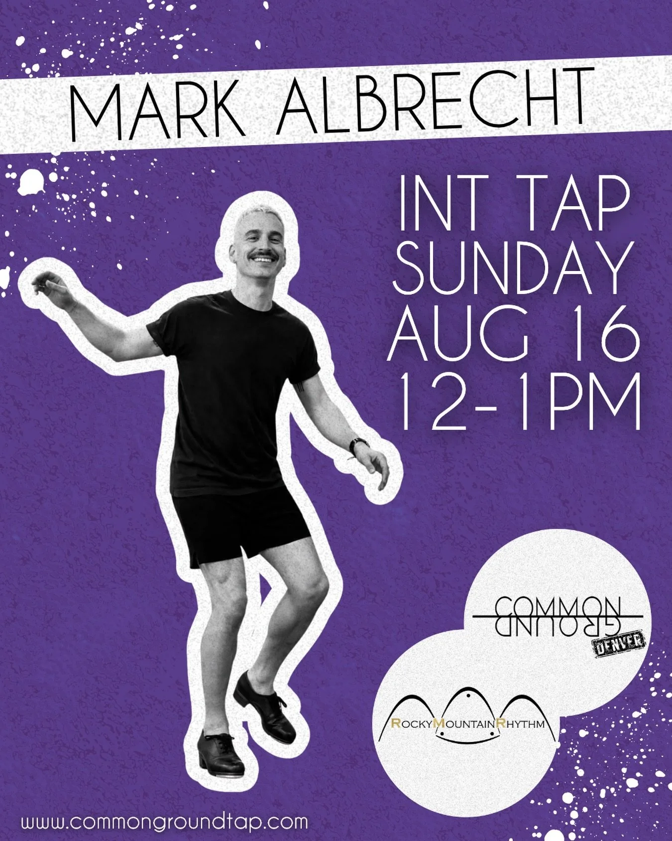 This Sunday in Louisville, Colorado&hellip;don&rsquo;t miss NYC tap artist, @markalbrechtnyc and his Int Tap masterclass presented by Common Ground and @rockymtnrhythm 

Sign up through our link in bio or at www.commongroundtap.com! #tapdance #denver