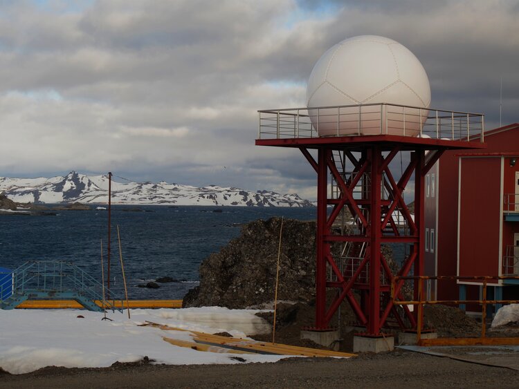 Radome on a satellite ground station in Antarctica