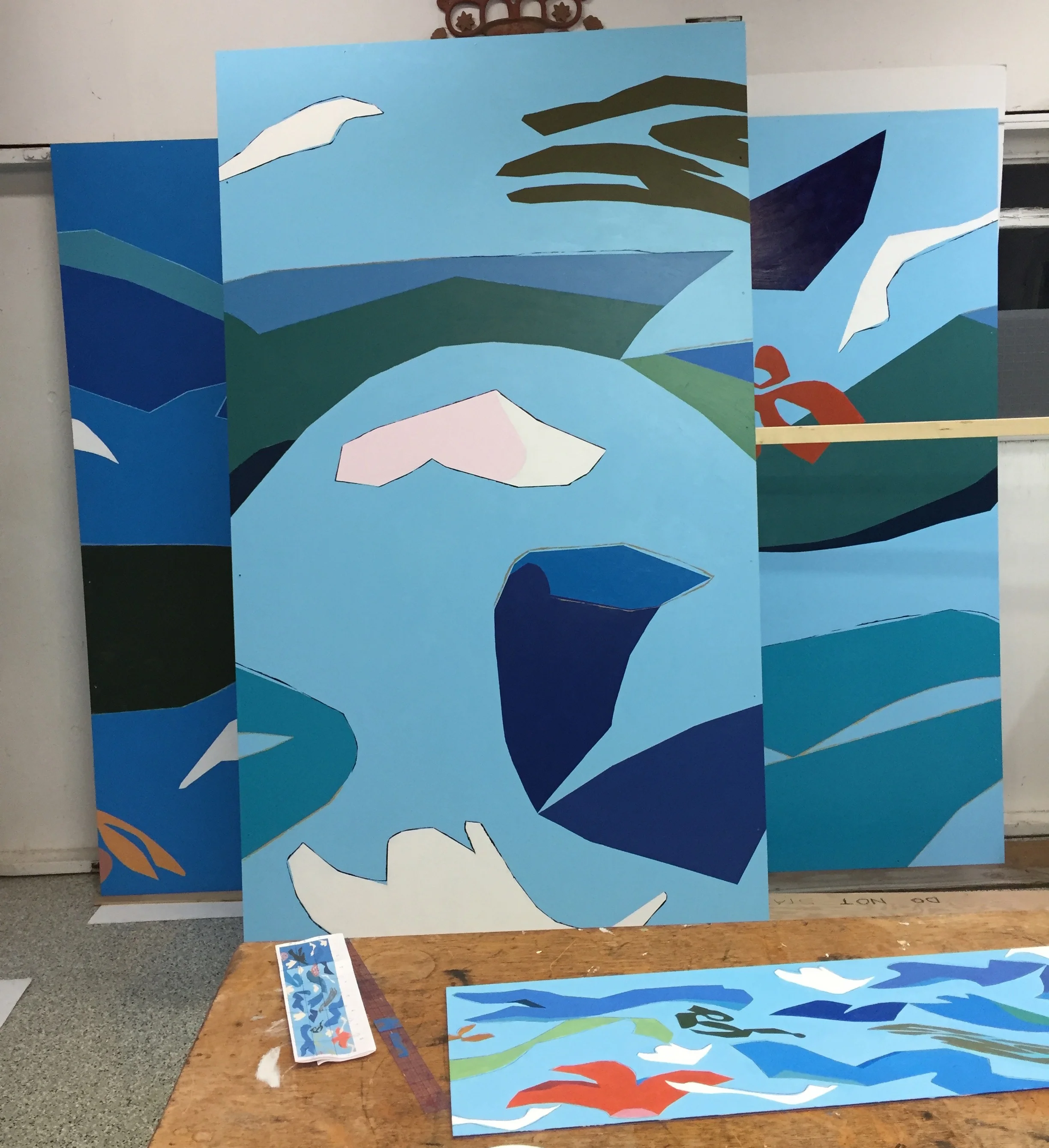 Before the panels leave the studio for varnishing