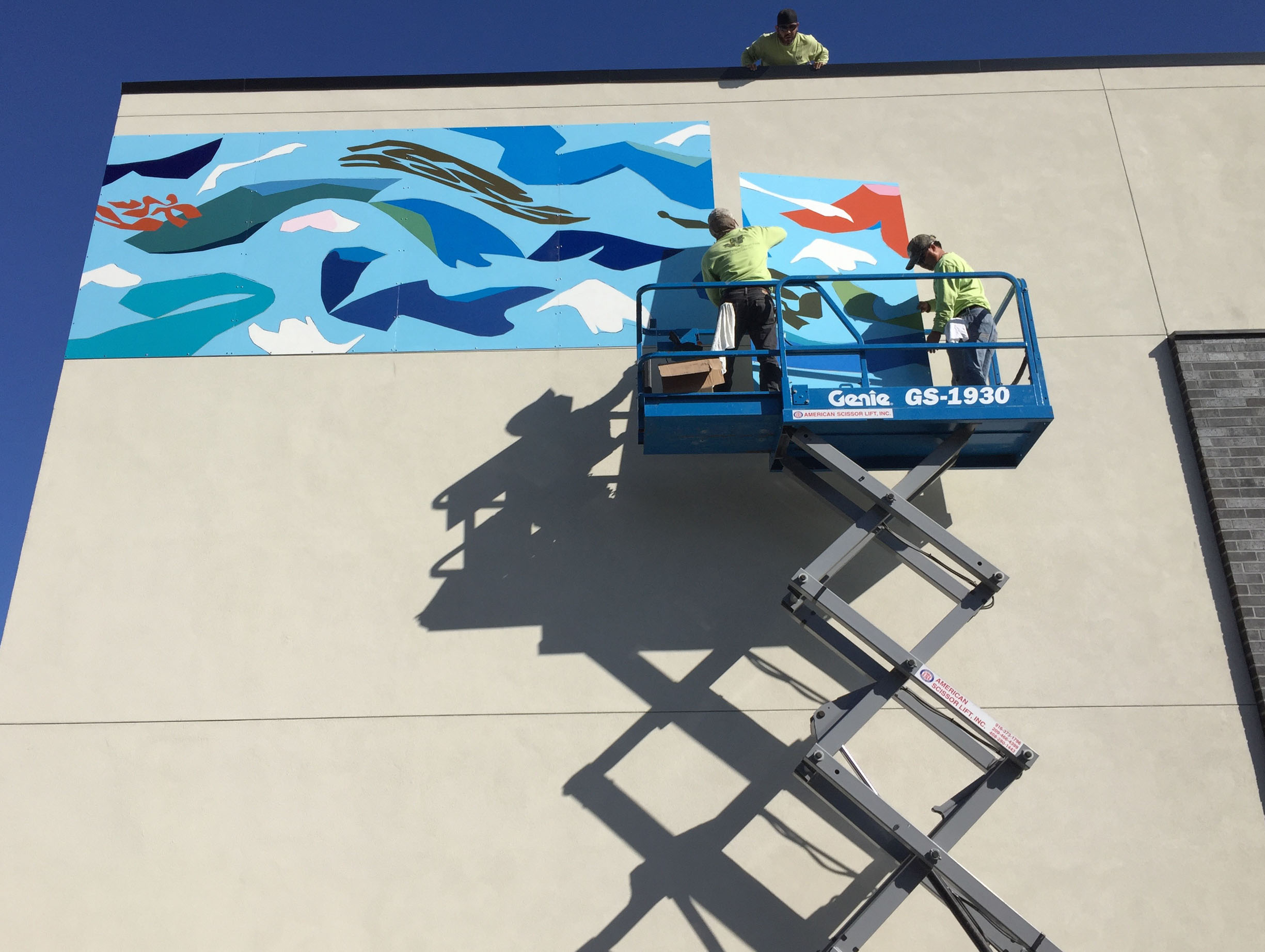 Installing the mural, August 31st, 2017