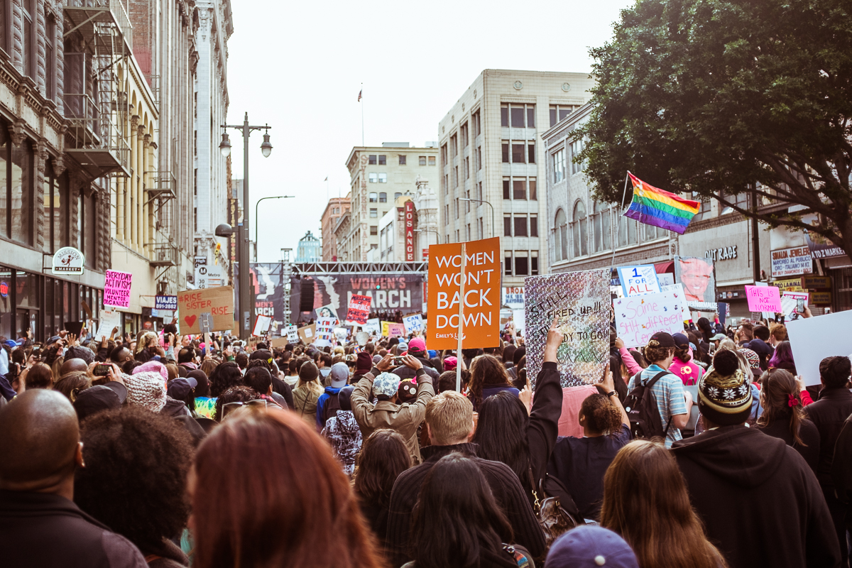 Marching in the street!