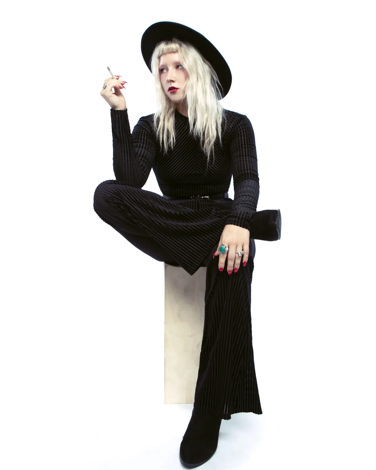 woman smoking studio fashion photography