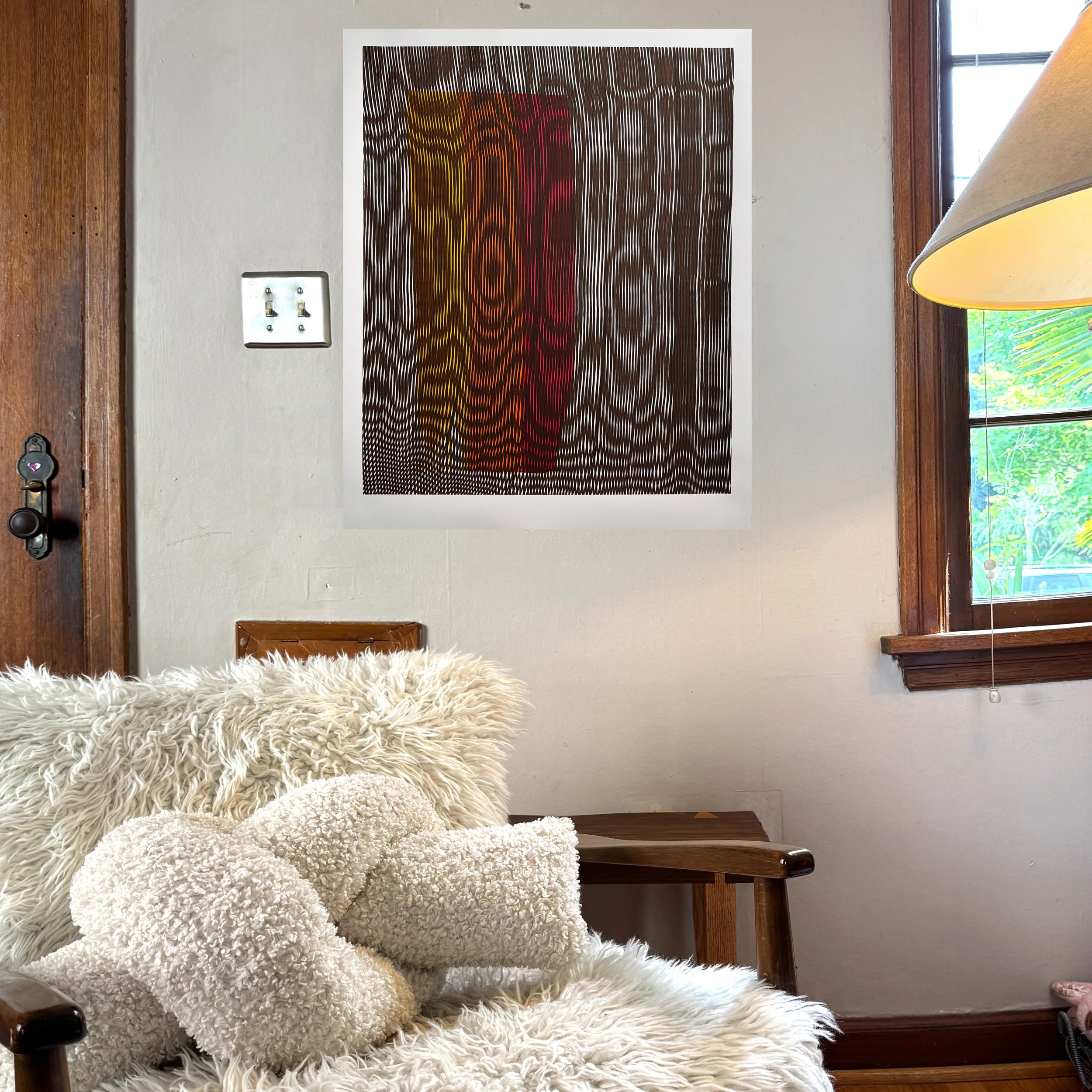 original painting by Chet Malinow in a midcentury modern home. Portland, Oregon.