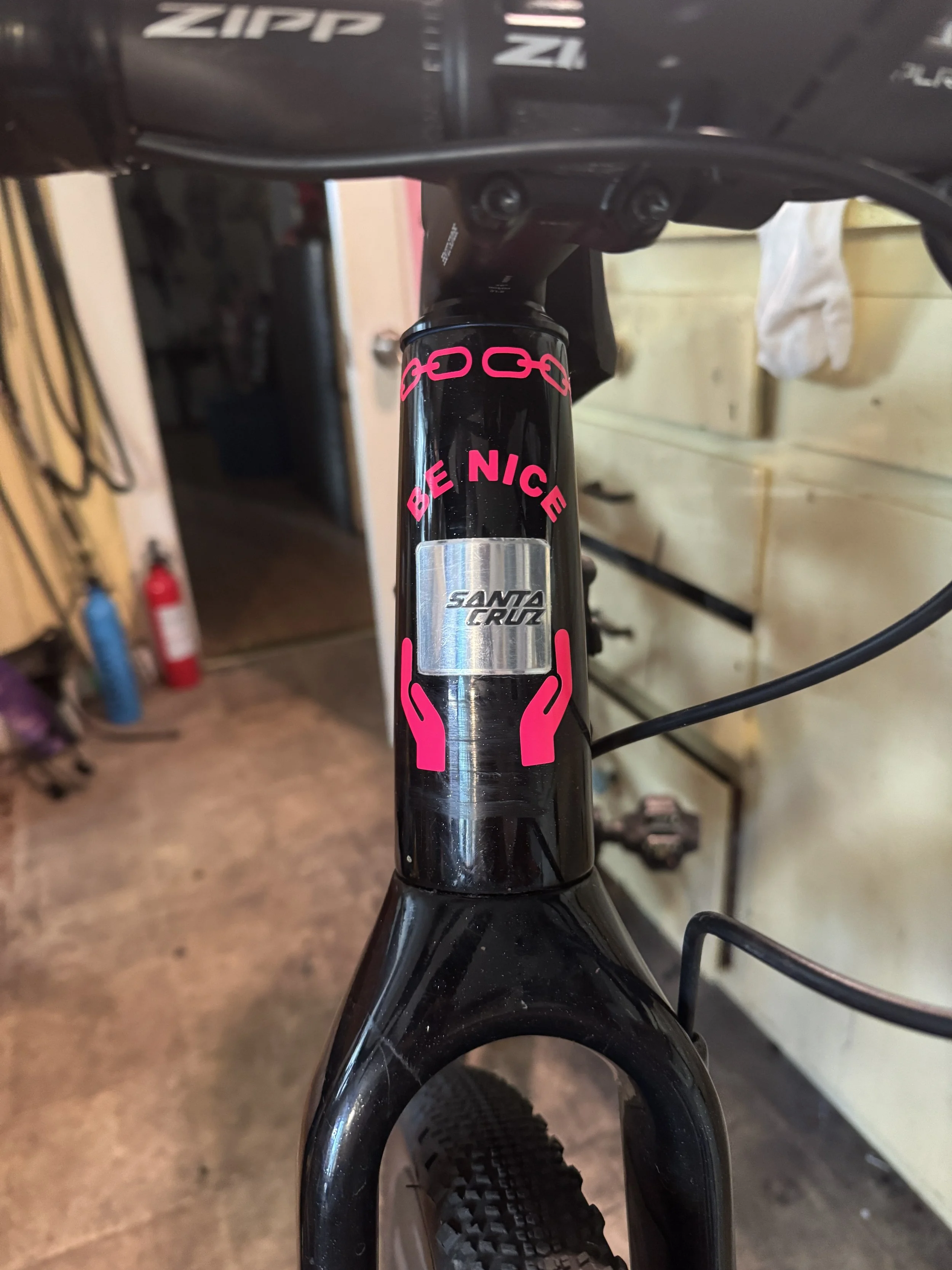 Vinyl stickers designed by Chet Malinow, bike decals, stickers, reflective, 3M, carbon, Santa Cruz bikes