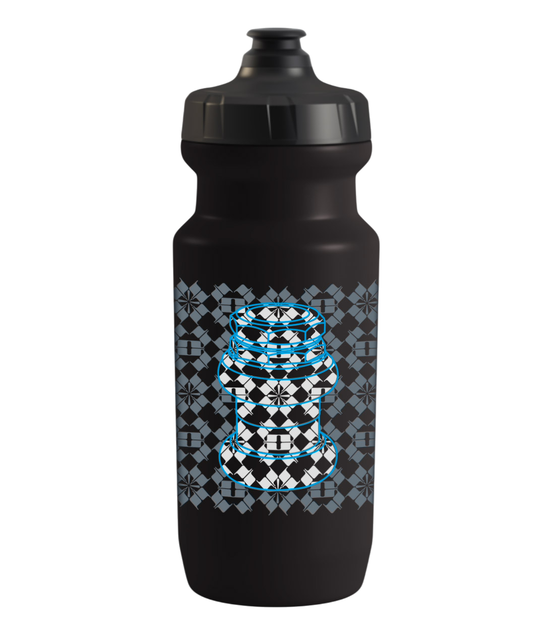 Chris King Components Chet Malinow Artist glass, biking, cycling, Portland artist, Chris King headset, track bike, fixie, water bottle, blue