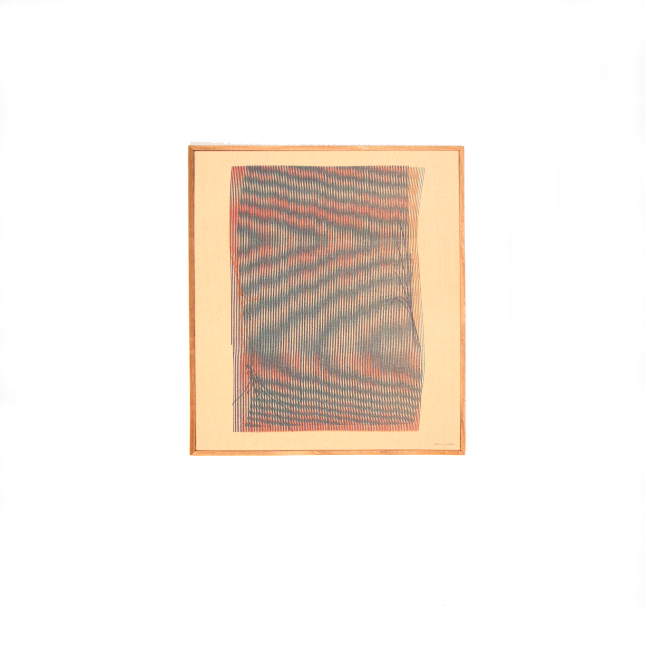 Moire plotter painting by Chet Malinow. Original painting with custom wood frame.