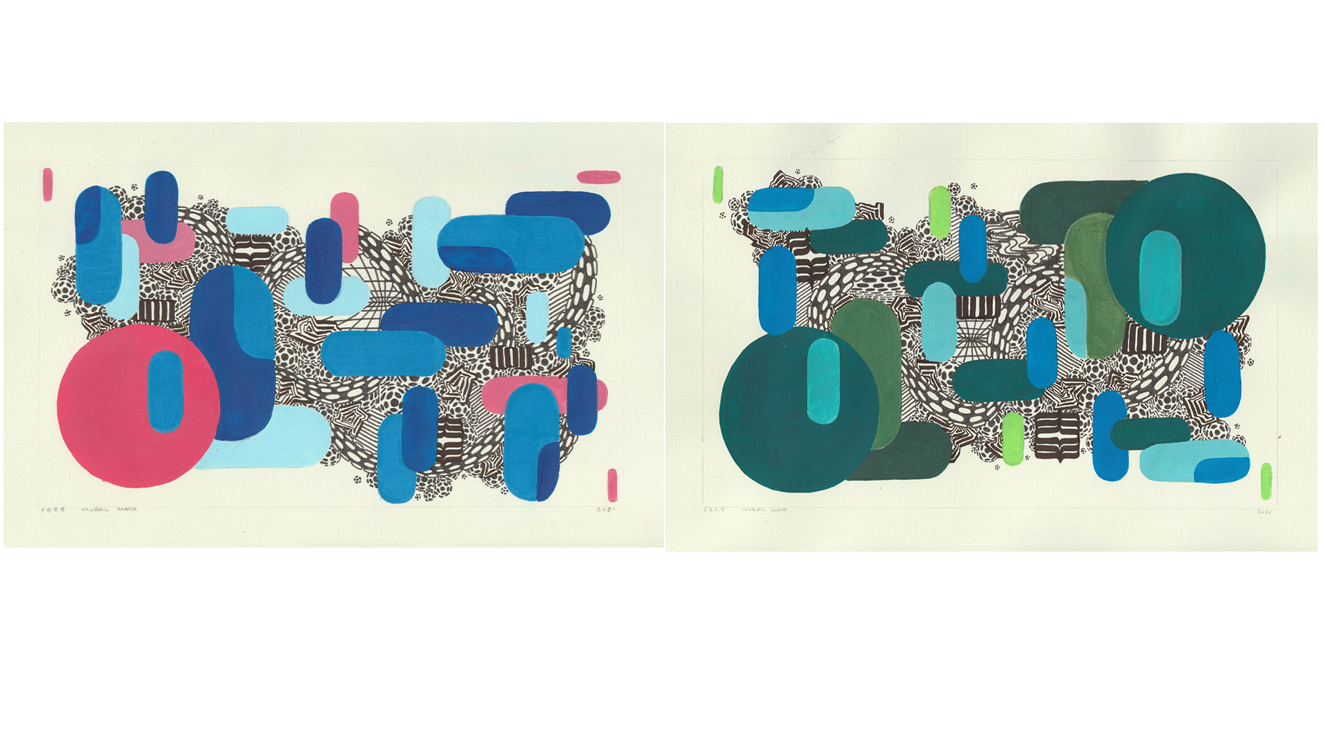 composition by Portland-based artist Chet Malinow. Illustration. Corporate Art. Wayfinding. Office Art. Office Mural. Corporate Mural.