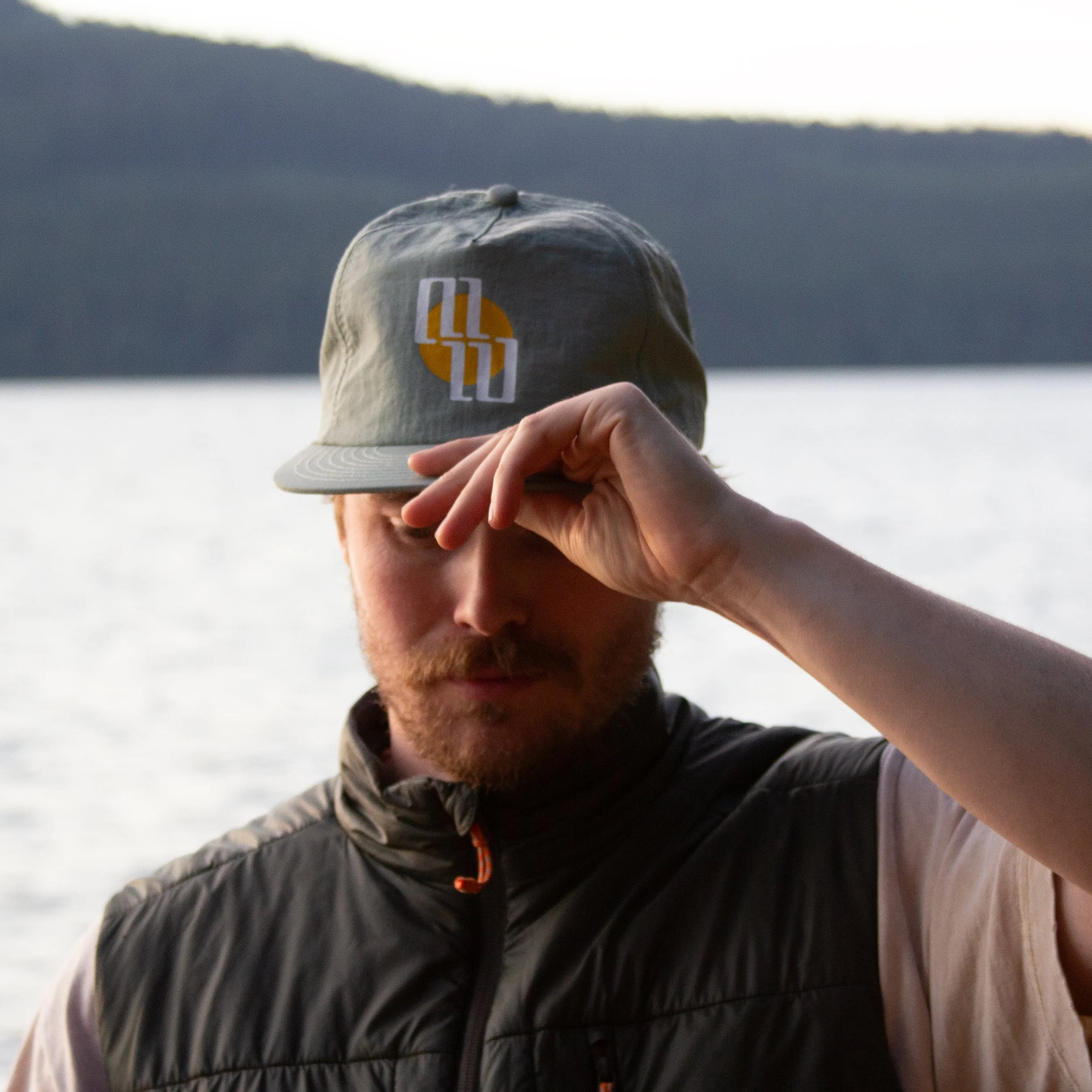 Custom nylon snapback made by Chet Malinow. Outdoors, oregon, skiing, biking, studio. Art. (Copy)