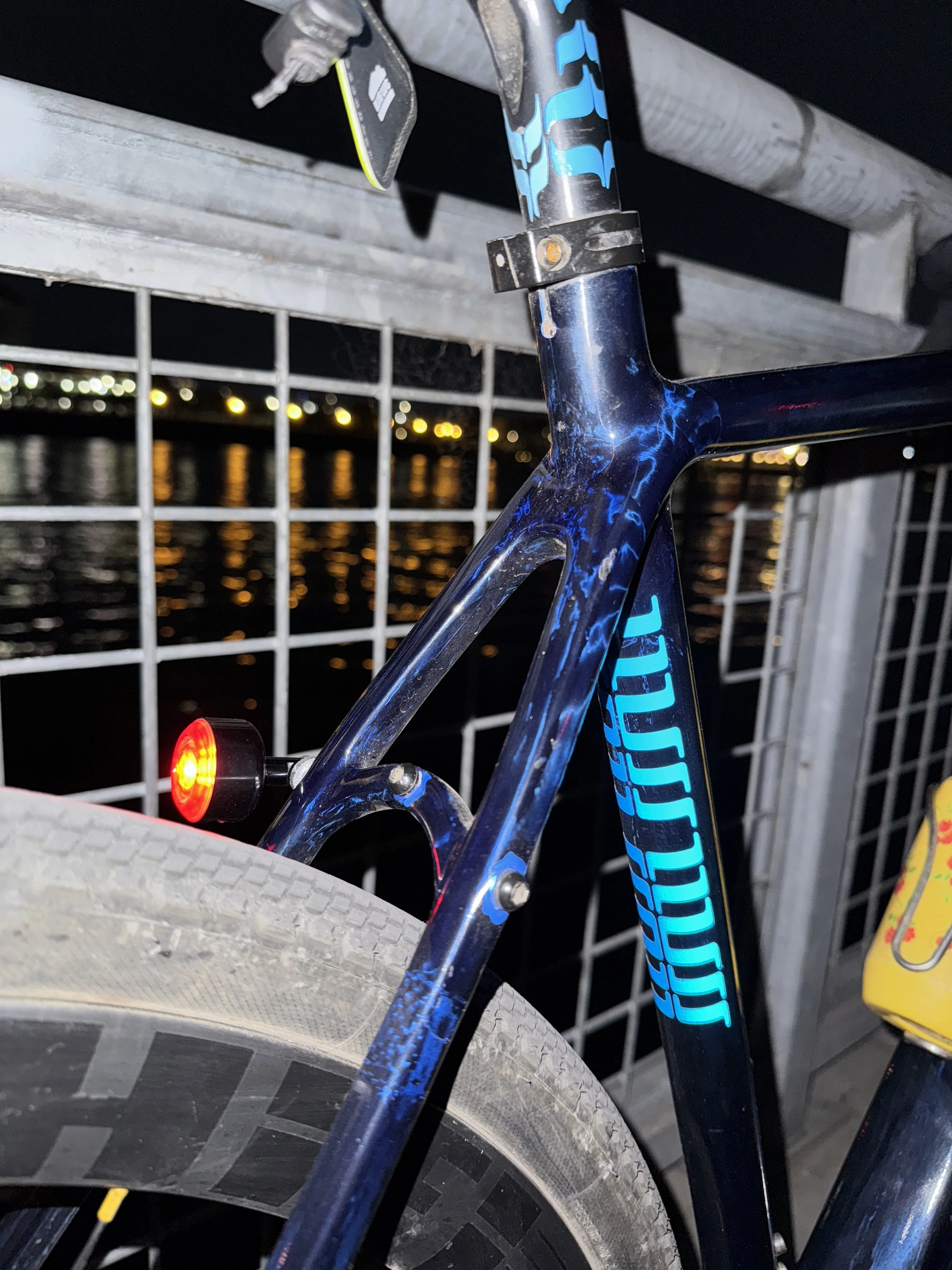 Custom bike, Portland, Oregon, Cycling, Carbon, Orange Reflective 3M sticker designed by Chet Malinow, decal, bike decal,  sticker, vinyl, calligraphy