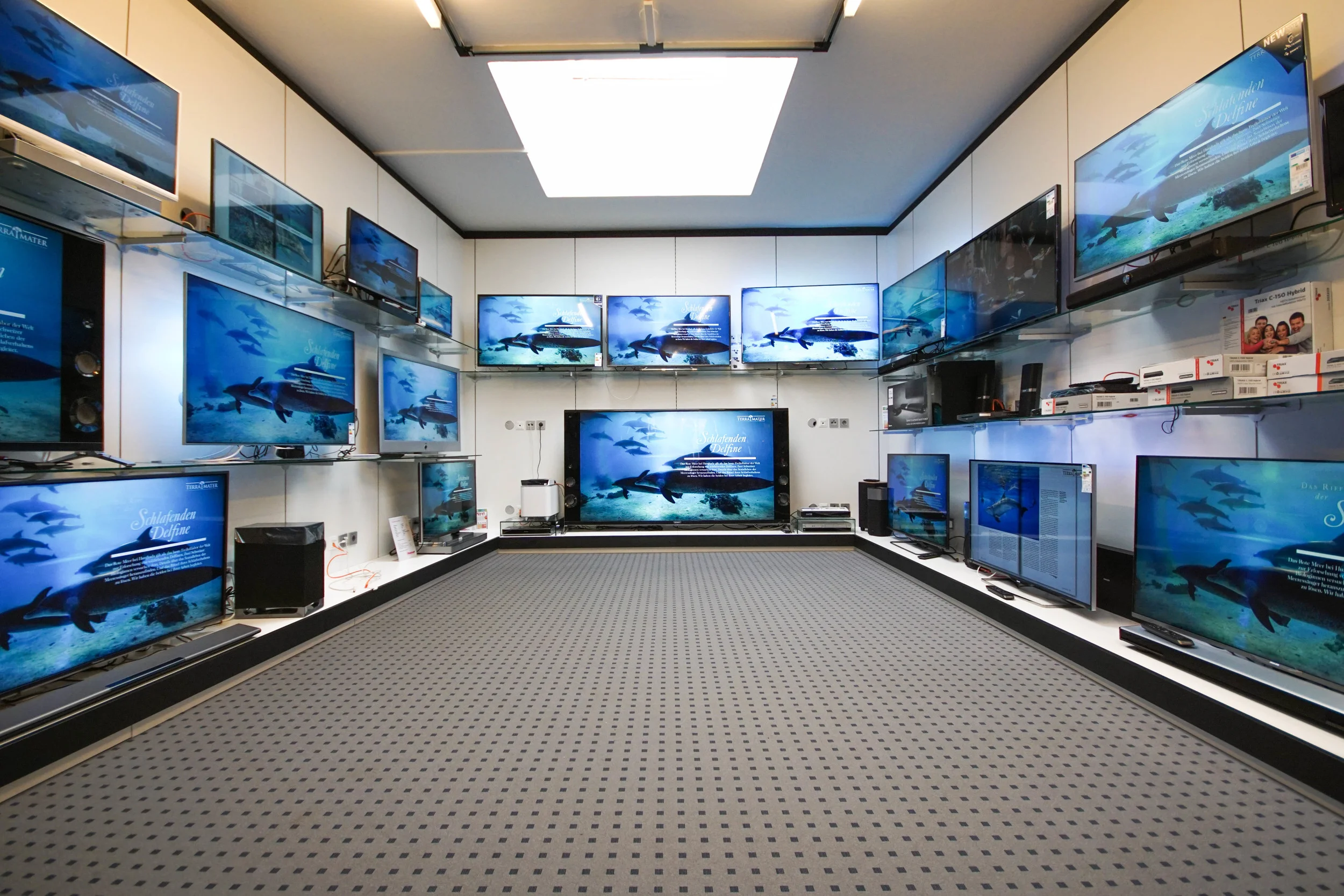 Wählen Sie aus über 60 vorführbereiten Fernsehern den passenden aus. Fragen Sie nach der TV-Eintauschaktion
