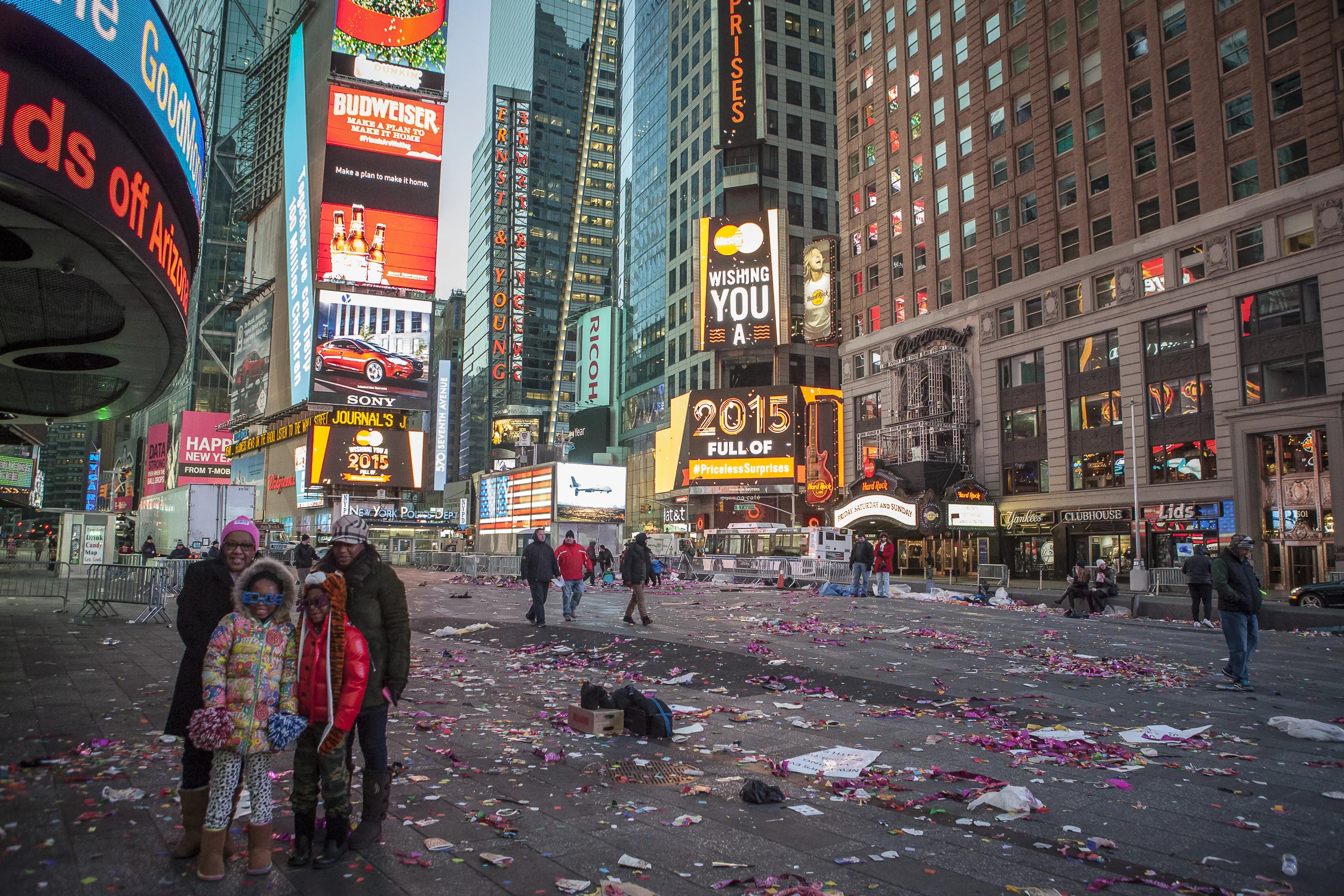 New Years Eve just before sunrise in Time Square