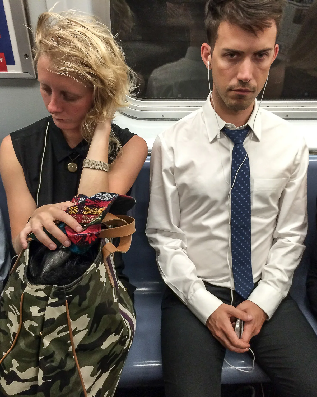 Commuters on the New York City Subway, NY, NY